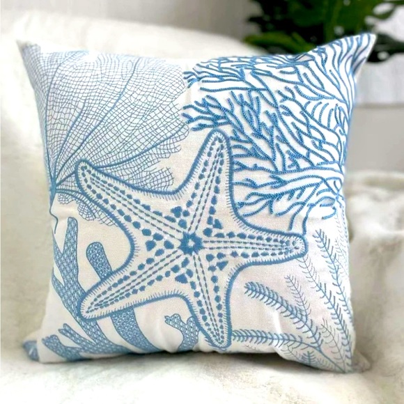 COPY - Starfish Embroidered Cushion Cover 45 x 45 cm NEW - Picture 2 of 6
